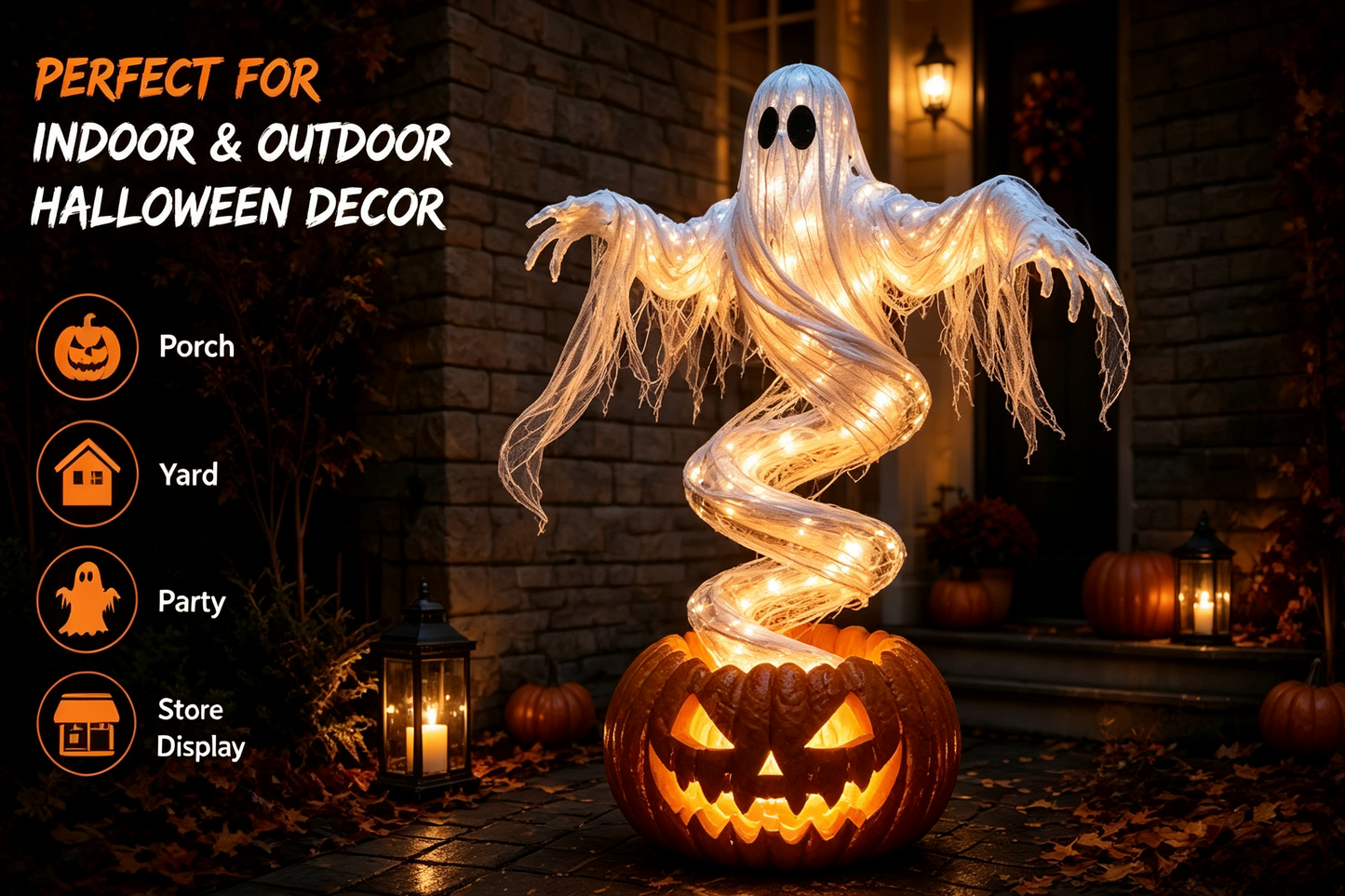 👻 A Ghost That Swirls Above a Glowing Pumpkin