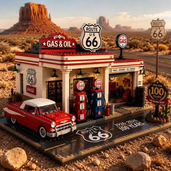 🧩Route 66 Gas Station Centennial Edition Building Block Set
