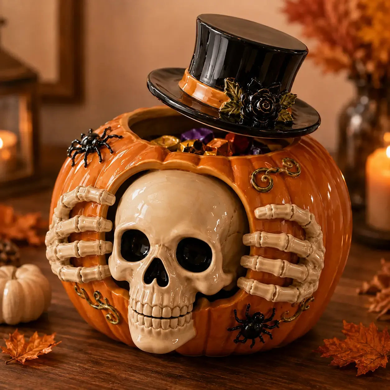 Skull Pumpkin Candy Jar – Spooky-Cute Halloween Magic 🎃💀🍬