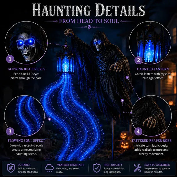 💀 Halloween Soul Harvester Animated Graveyard Light – Bring Your Yard to Life 🎃👻