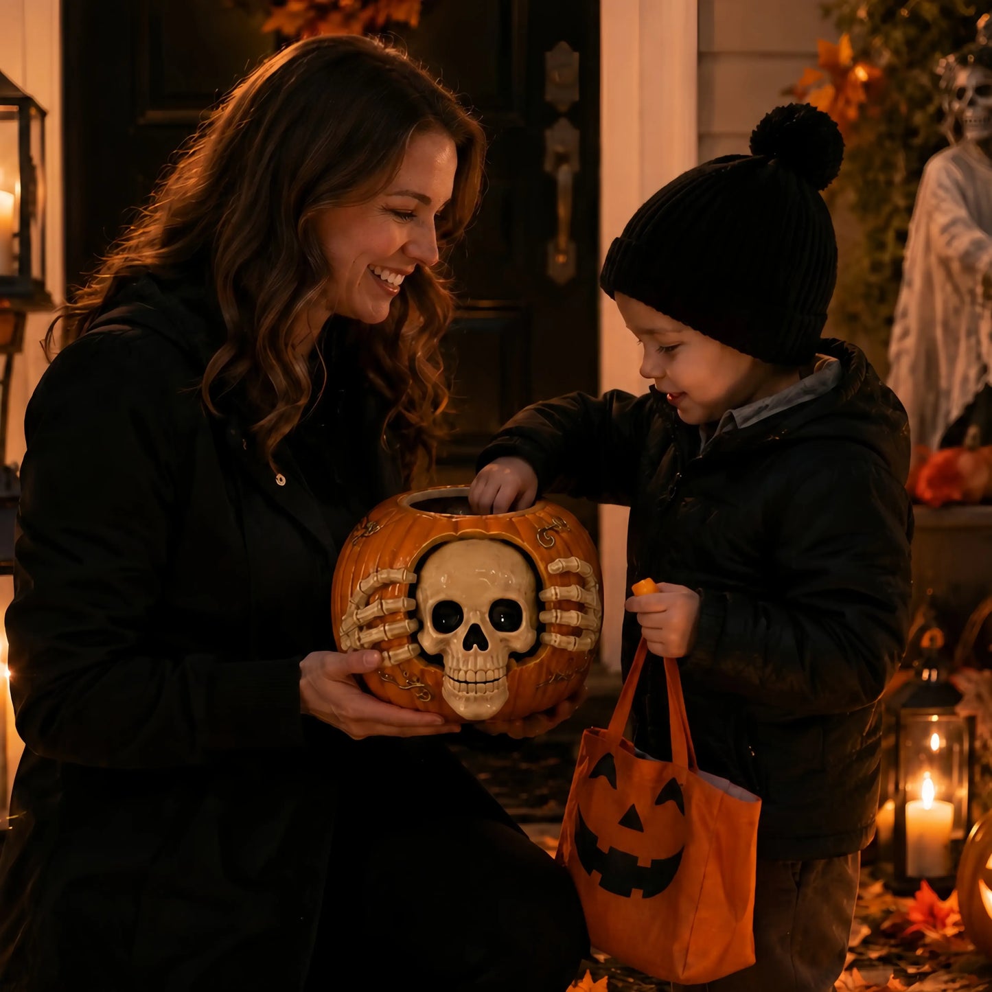 Skull Pumpkin Candy Jar – Spooky-Cute Halloween Magic 🎃💀🍬