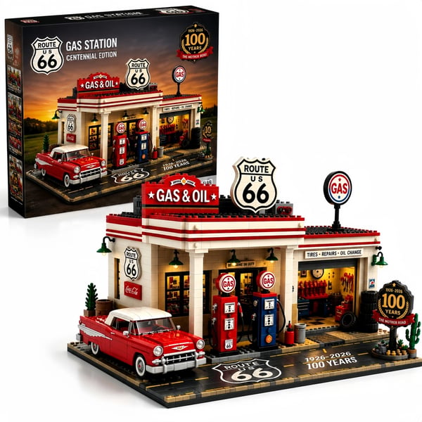 🧩Route 66 Gas Station Centennial Edition Building Block Set