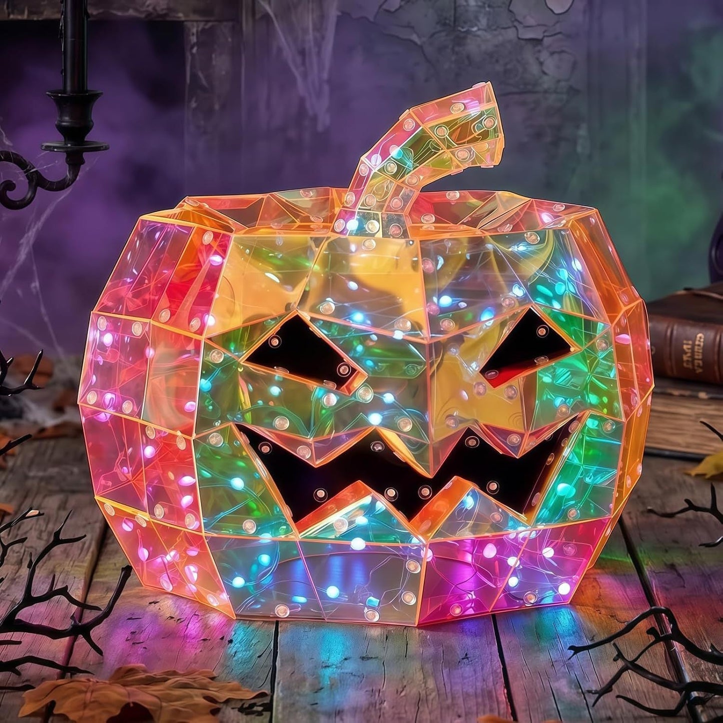 🌈 A Rainbow Pumpkin That Glows — Flip the Switch and Watch the Magic