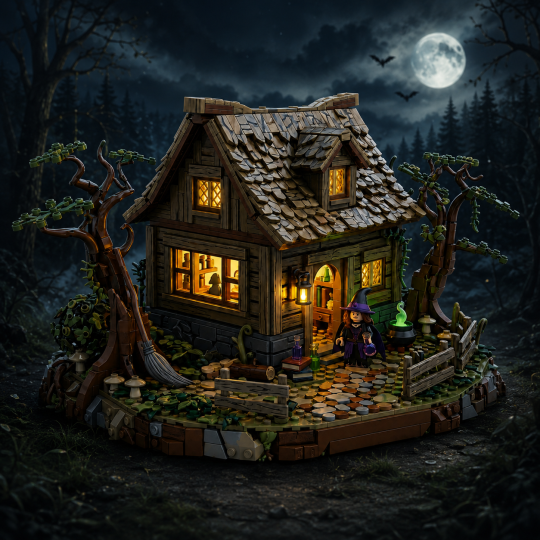 🌙Moonlit Witch Cottage Building Set