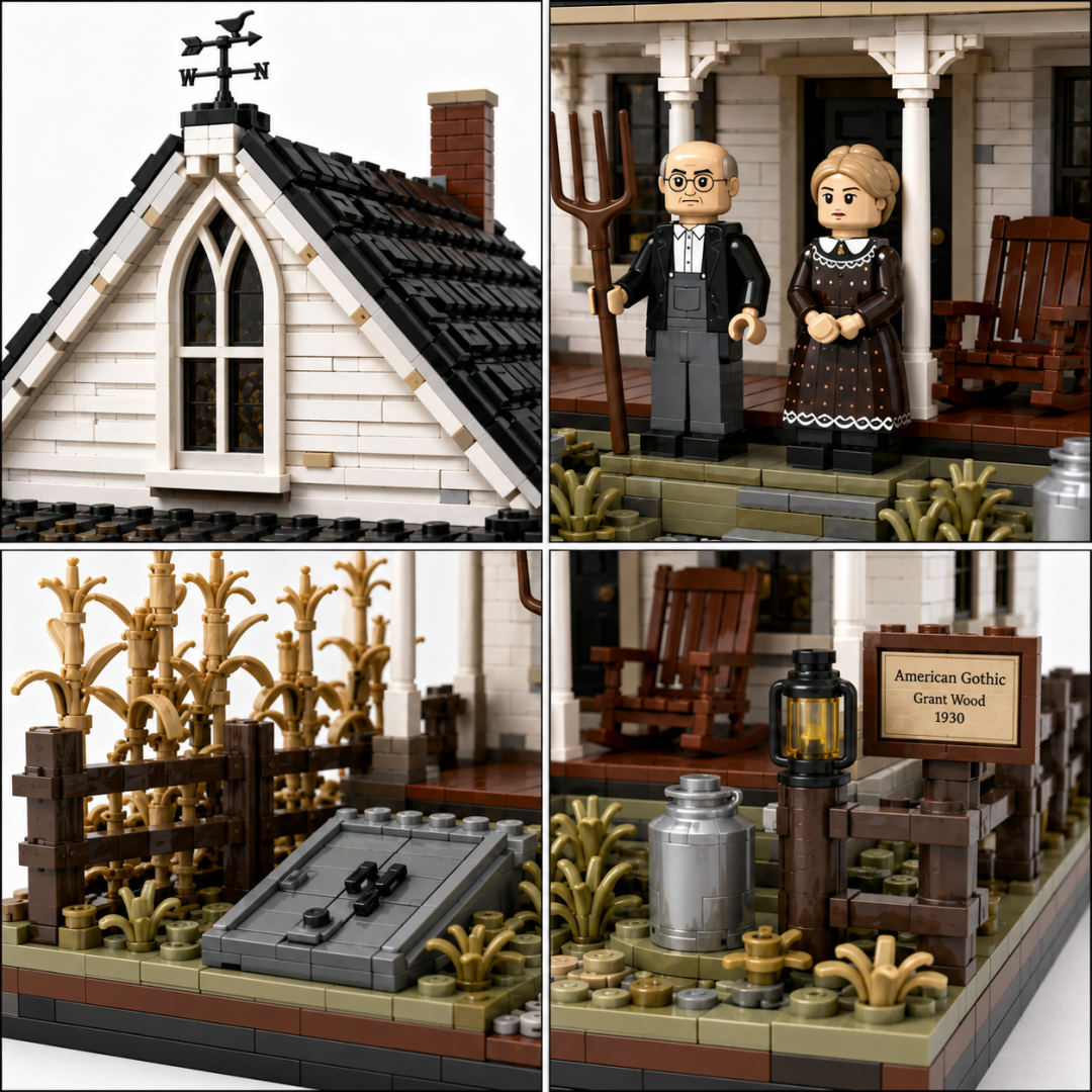 🏠American Gothic Farmhouse Collector Building Set