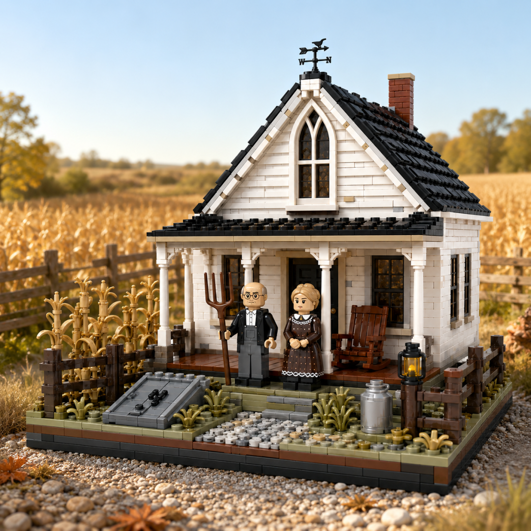 🏠American Gothic Farmhouse Collector Building Set