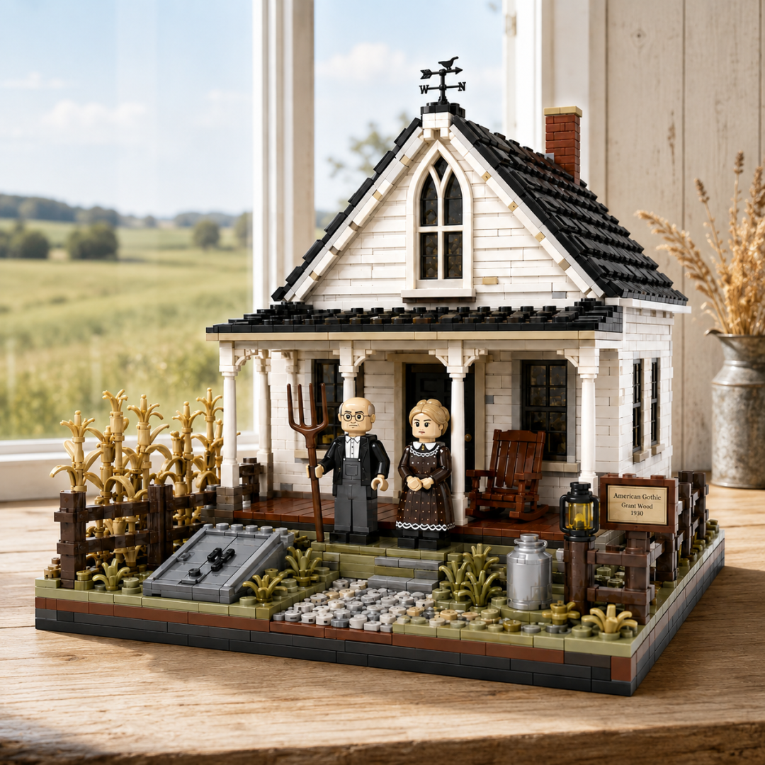 🏠American Gothic Farmhouse Collector Building Set