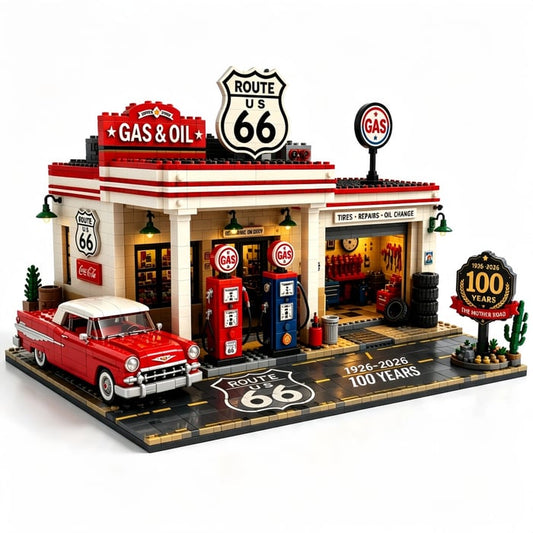 🧩Route 66 Gas Station Centennial Edition Building Block Set