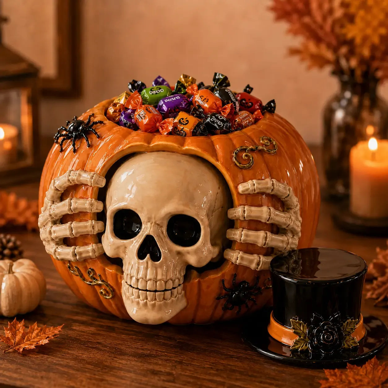 Skull Pumpkin Candy Jar – Spooky-Cute Halloween Magic 🎃💀🍬