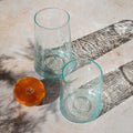Clear Moroccan Beldi Glass Tumbler – Recycled Handblown Highball for Cocktails or Water - Chrismats Gift - Mum Present