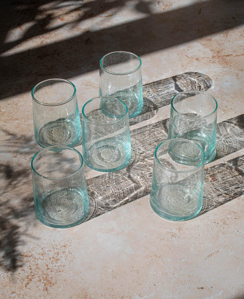Clear Moroccan Beldi Glass Tumbler – Recycled Handblown Highball for Cocktails or Water - Chrismats Gift - Mum Present