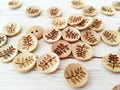 Coconut Shell Buttons, Leaves Buttons, Small Round Buttons, Sewing Buttons, Two Holes Button, 12 mm Buttons, Small Floral Buttons, Set of 10