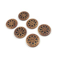 Carved wooden buttons, 25mm sewing buttons, 6 hollow flower buttons, Unique knitting buttons, 1 inch wood buttons