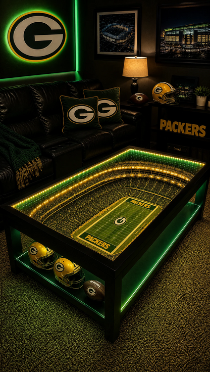 🏟️ Stadium‑Inspired Coffee Table – LED‑Lit Game Day Centerpiece for Your Living Room