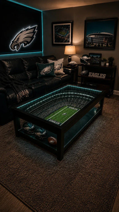 🏟️ Stadium‑Inspired Coffee Table – LED‑Lit Game Day Centerpiece for Your Living Room