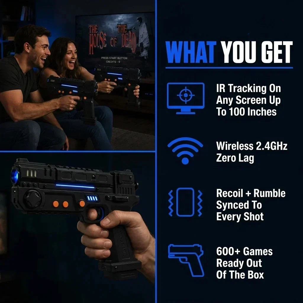 🔫 Wireless Arcade Light Gun – Instant Action, Zero Wires