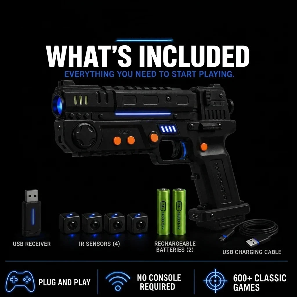 🔫 Wireless Arcade Light Gun – Instant Action, Zero Wires