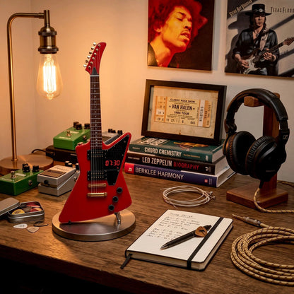 🎸 Guitar-Shaped Alarm Clock – Loud Riffs, LED Lights, Rechargeable & Ready to Rock Your Mornings