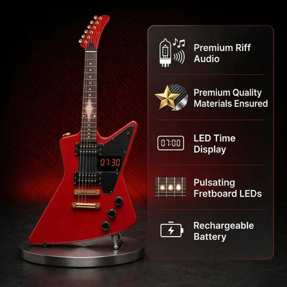 🎸 Guitar-Shaped Alarm Clock – Loud Riffs, LED Lights, Rechargeable & Ready to Rock Your Mornings