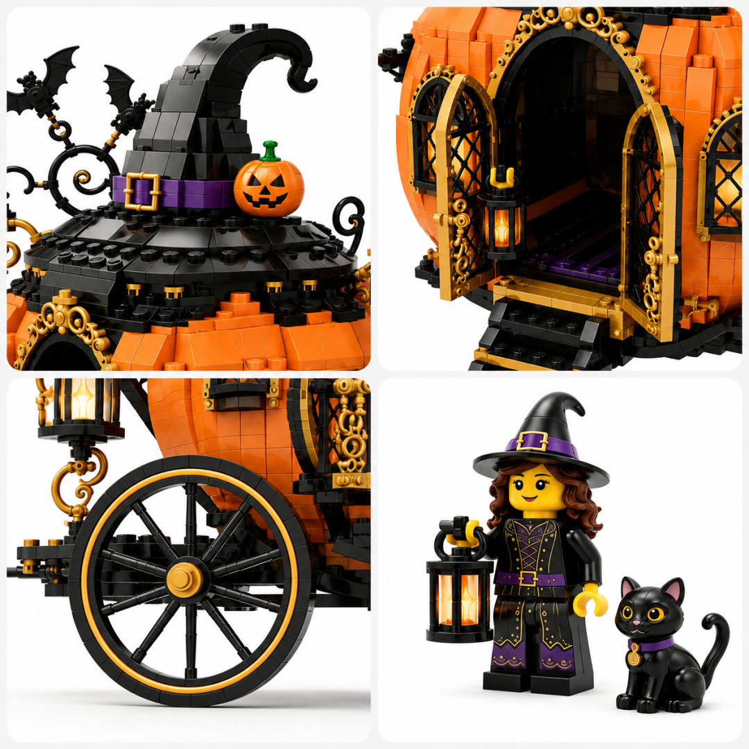 🧙The Witch’s Haunted Pumpkin Carriage Halloween Building Set